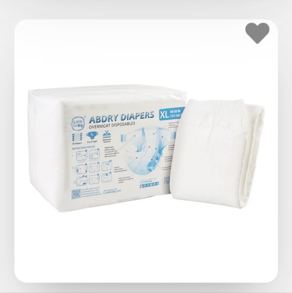LIMIT OF 1 NEW LFB ABdry White Adult Diapers Size XL ONLY 2 Bags Left